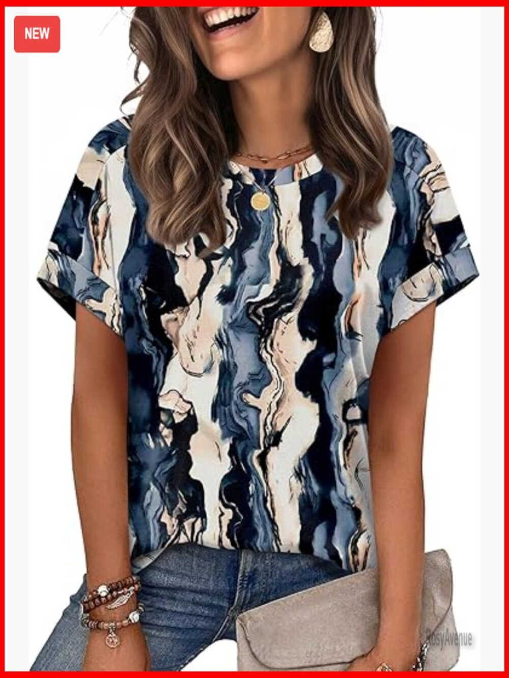 Womens Short Sleeve T-Shirt Crewneck Cap Sleeve Summer Top
